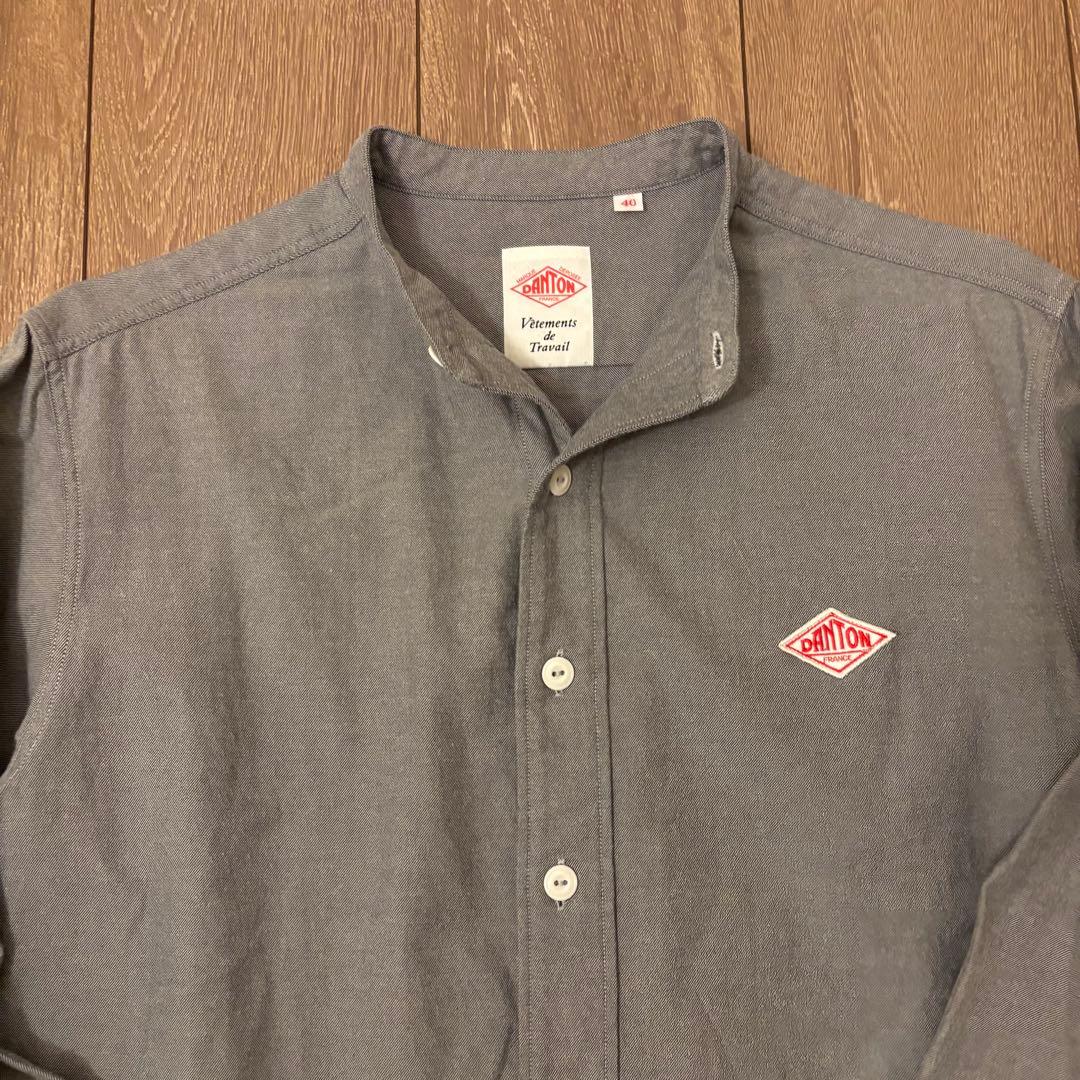 美品　DANTON ダントン　バンドカラーシャツ　長袖シャツ　日本製　定番