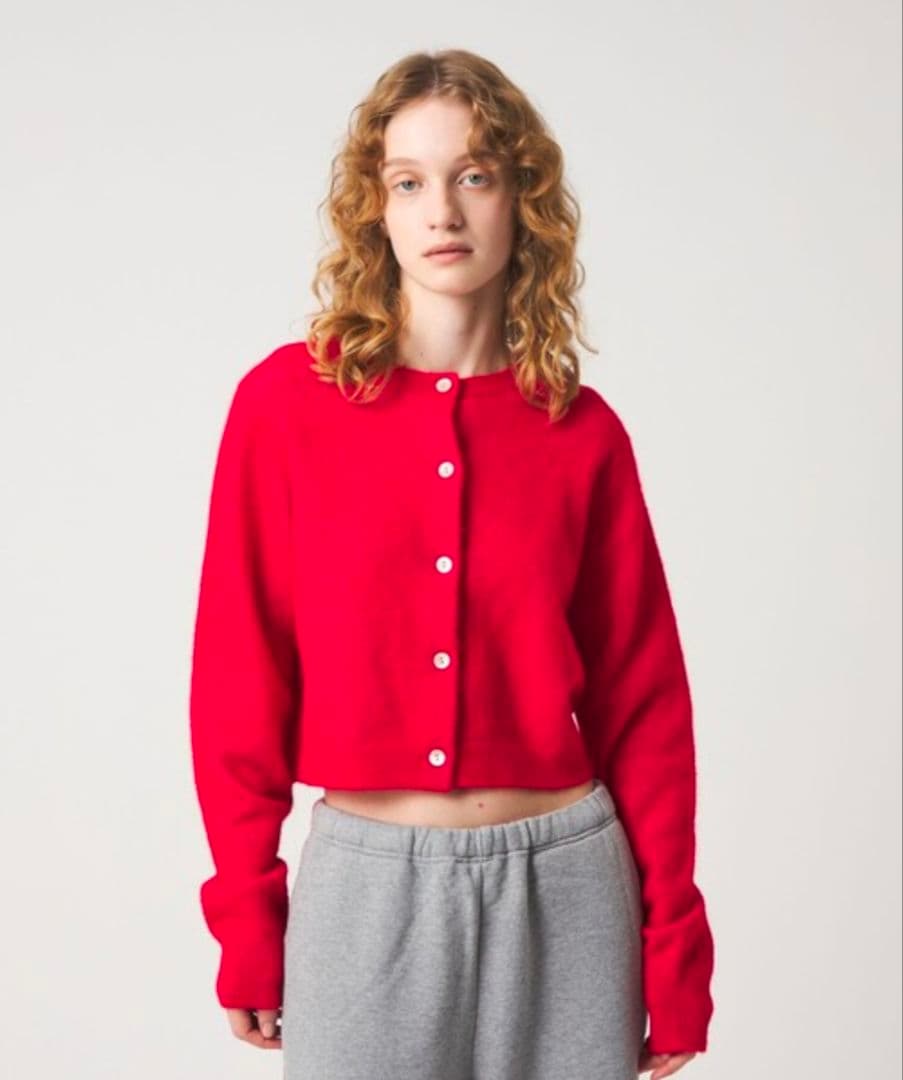 6(ROKU) アルパカウールナイロン カーディガン