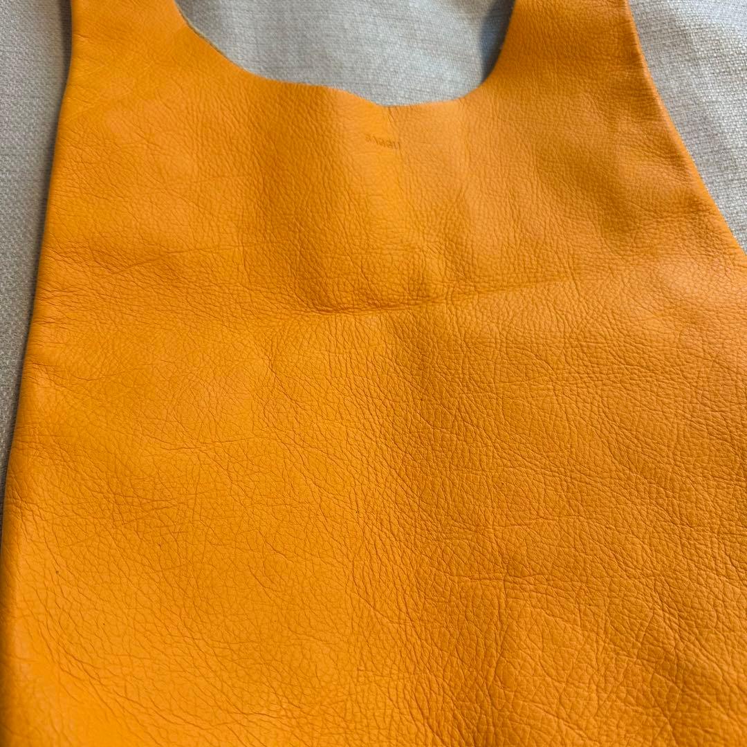 ☆未使用級☆ BAGGU オールレザー　イエロー　エコバッグ