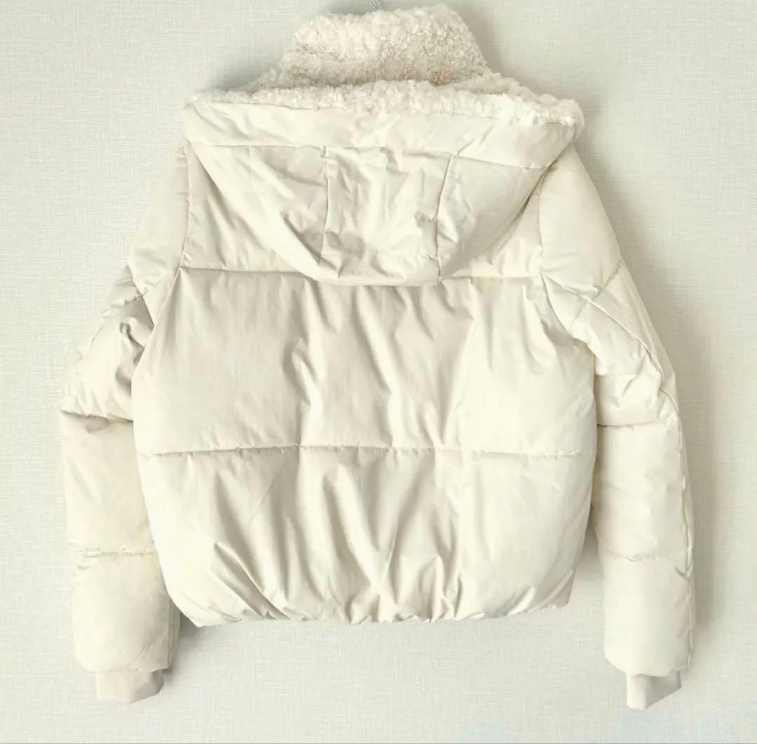 ZARA フェイクシープスキンフード付き撥水ウィンドブレーカーアノラック S