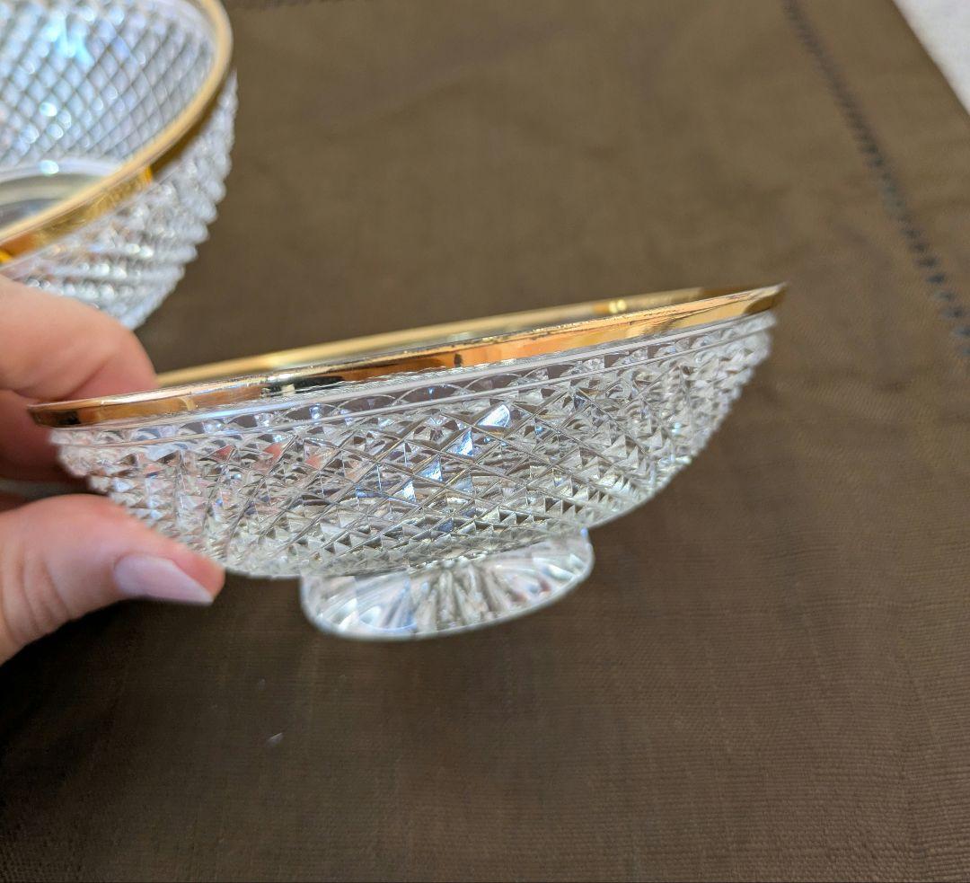 江戸切子　堀口硝子　最高級　金彩ダイヤ文四ツ碗（大）