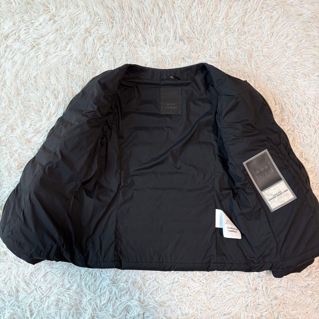 極美品/付属品✨タトラス ダウンジャケット ノコ ノーカラー ゴールドジップ 黒