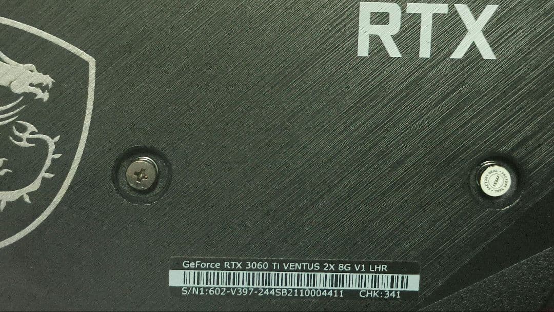ジャンク MSI RTX 3060TI VENTUS 2X  8G 動作確認済み