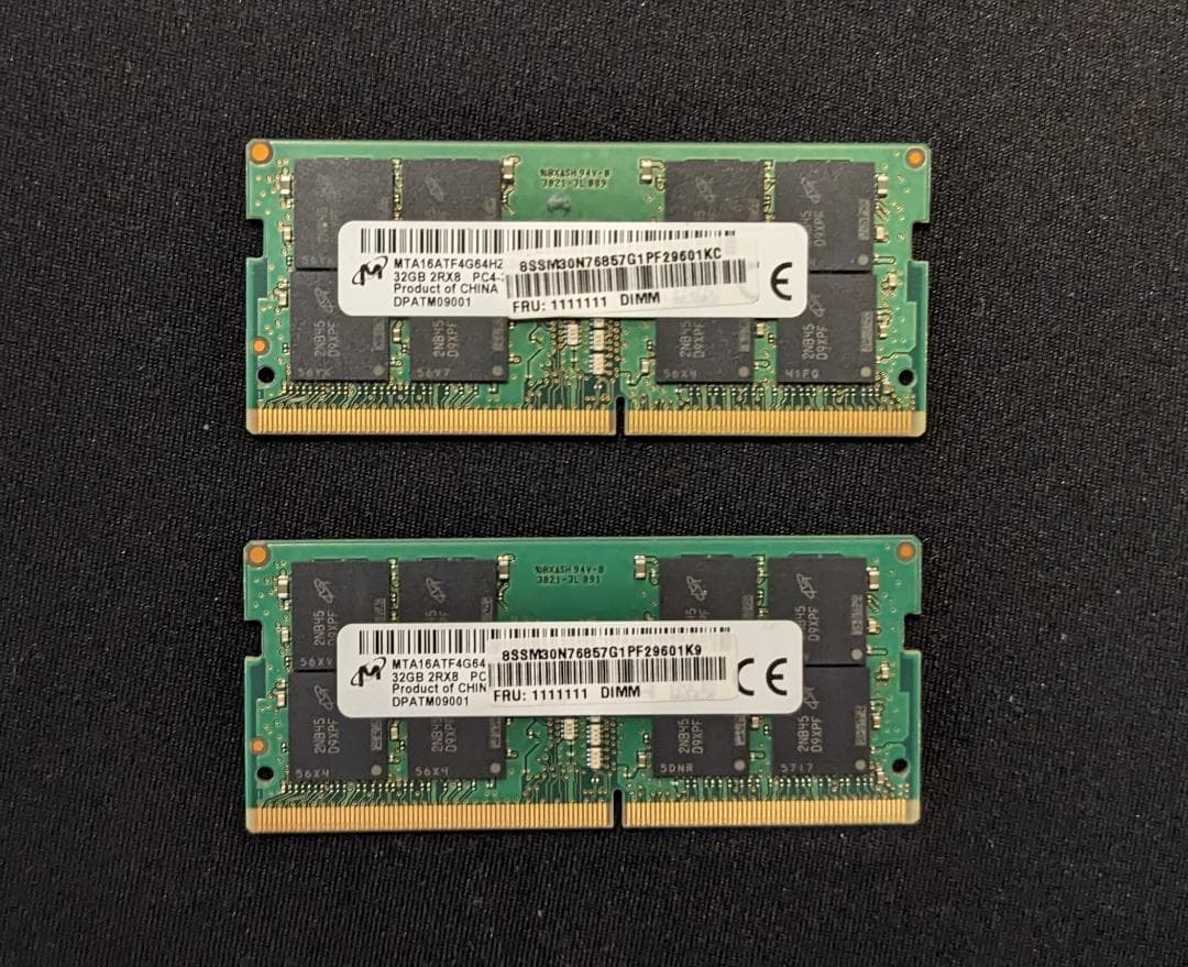 Micron製32+32GB DDR4 SO-DIMMノートPC用RAMメモリ