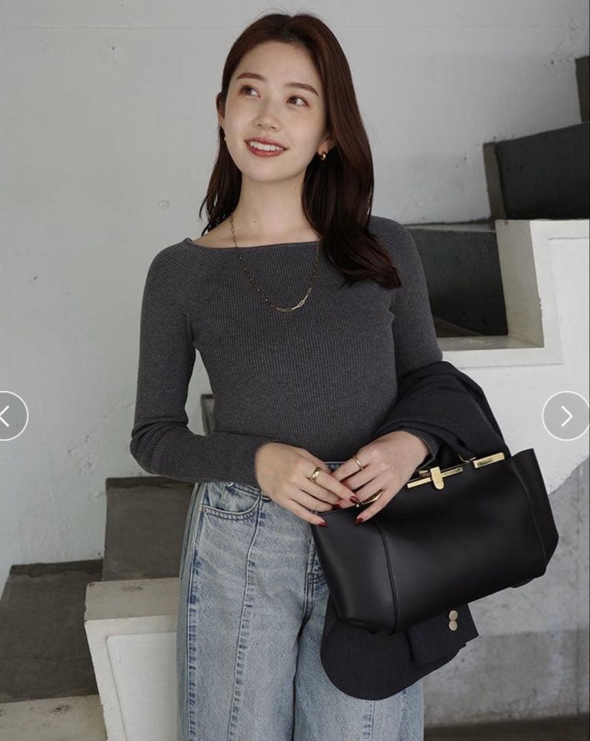 新品 アニュアンス　シルクカシミアブレンドボートネックニット