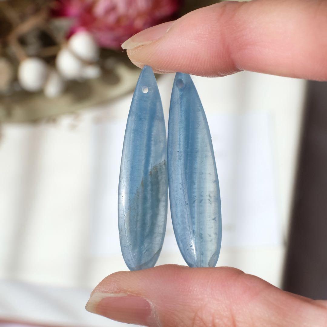 ハニーフラット♦︎レムリアンアクアティンブルーカルサイトロングペアシェイプ