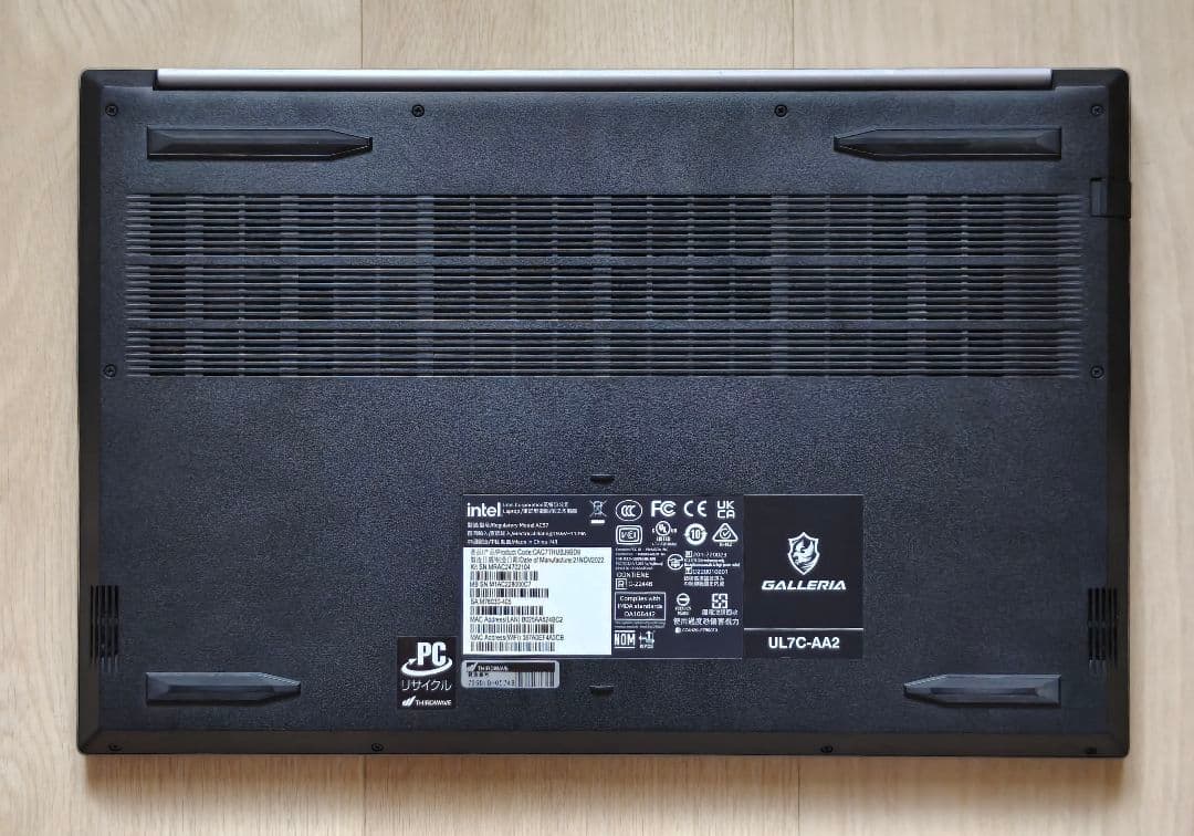 Windowsノート本体 Thirdwave GALLERIA/Core i7 12700H/A730M