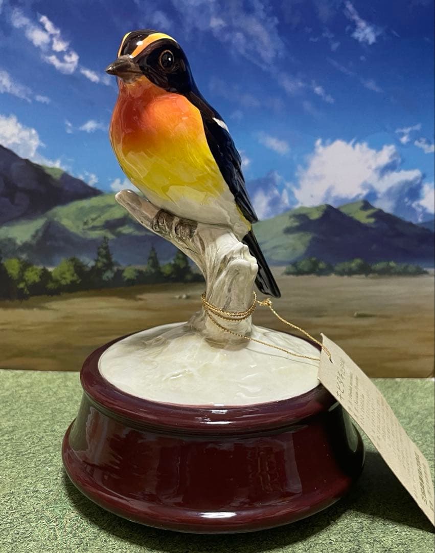 日本野鳥の会 監修キビタキ 陶器製 オルゴール 名曲 『愛のオルゴール』希少‼︎