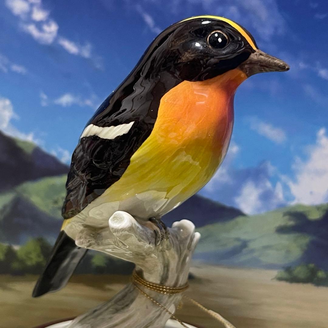 日本野鳥の会 監修キビタキ 陶器製 オルゴール 名曲 『愛のオルゴール』希少‼︎