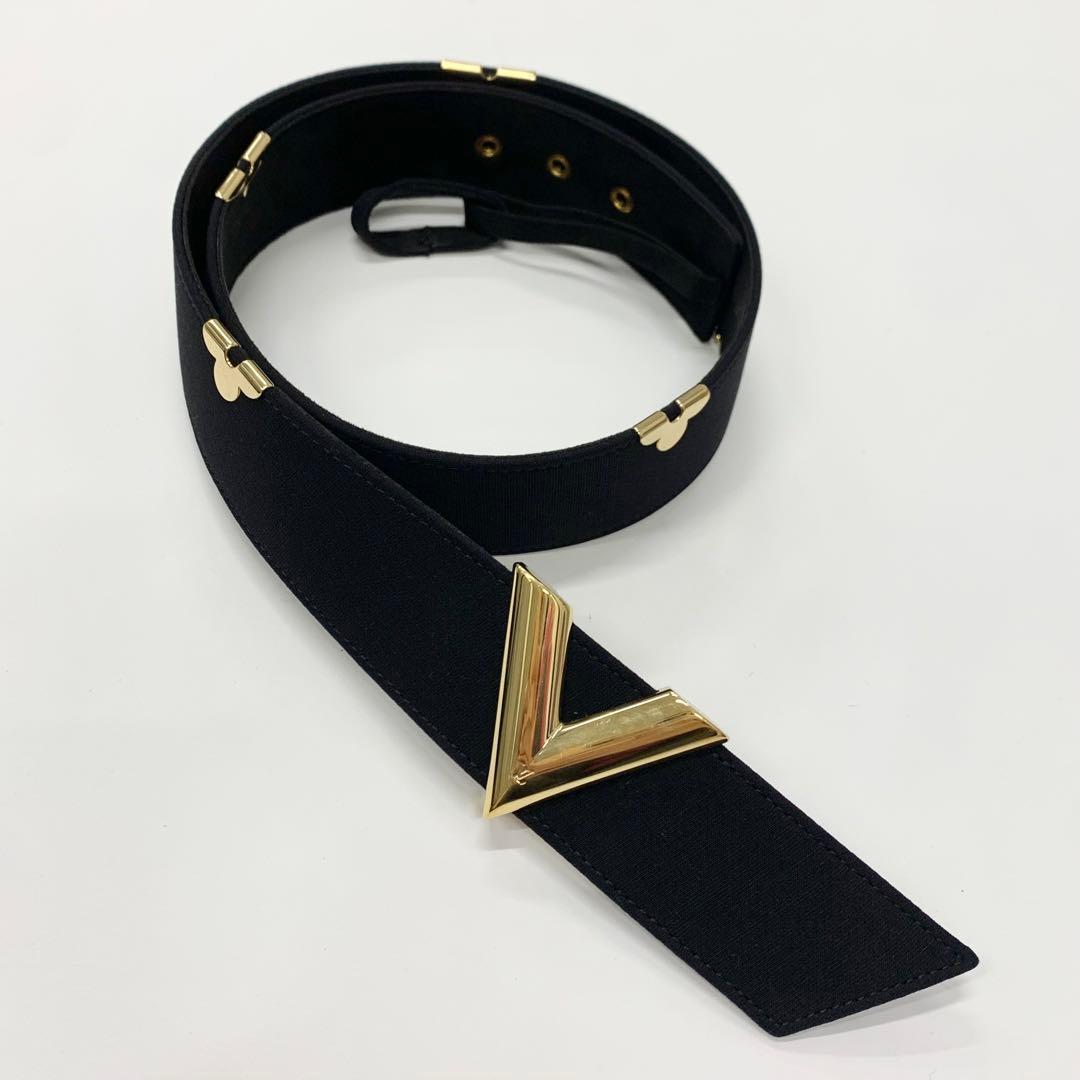 ヴィトン ワンピース ウール 半袖 ベルト ロゴ モノグラムフラワー ブラック