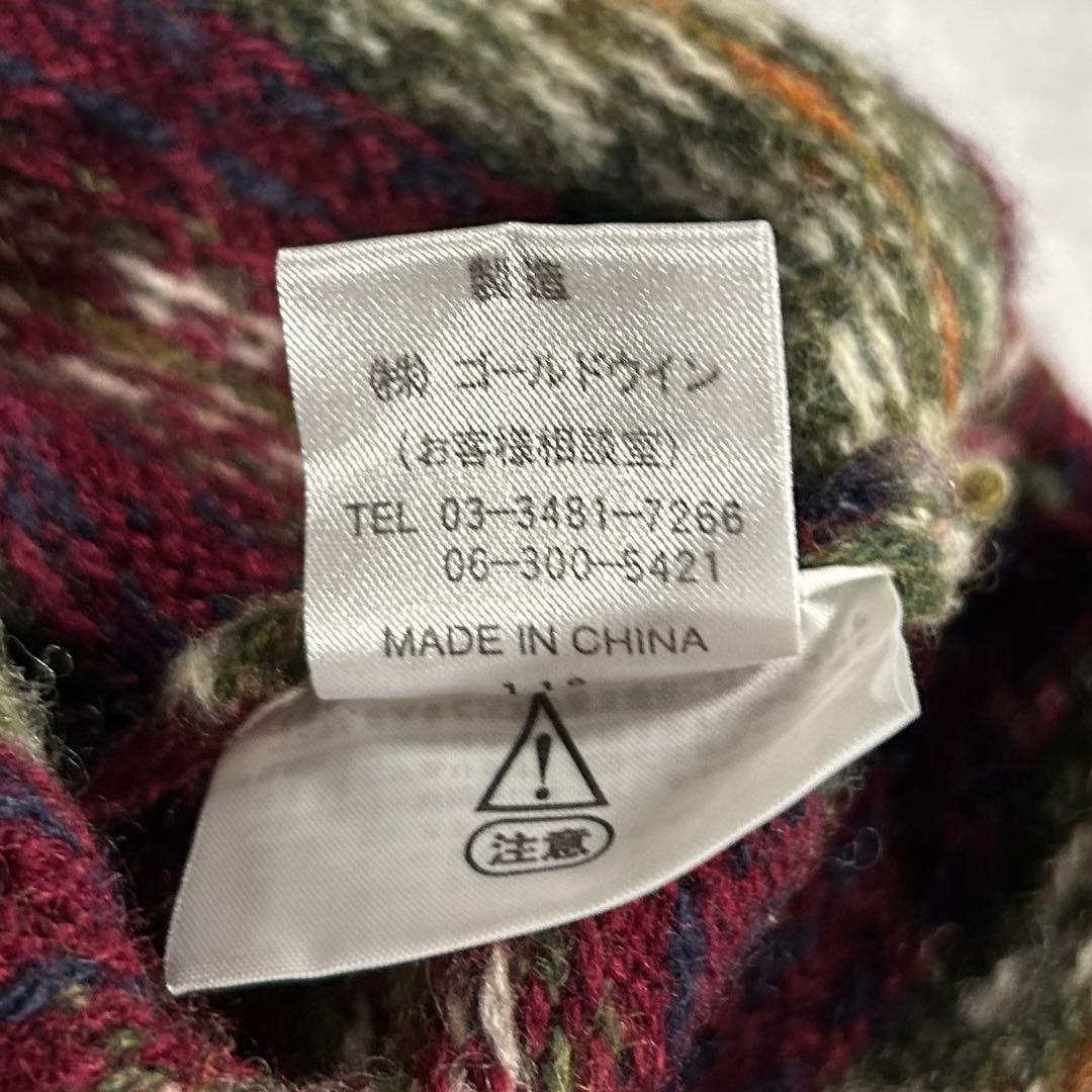 90s The North Face 総柄 デザインニット ウール ボーダー L