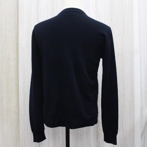 ◇美品 HERMES クルーネックニット 薄手 ネイビー S ウール＆シルク