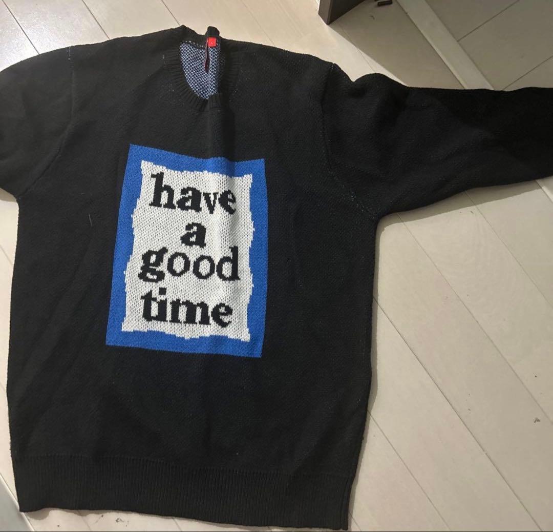 黒 ニットセーター have a good time