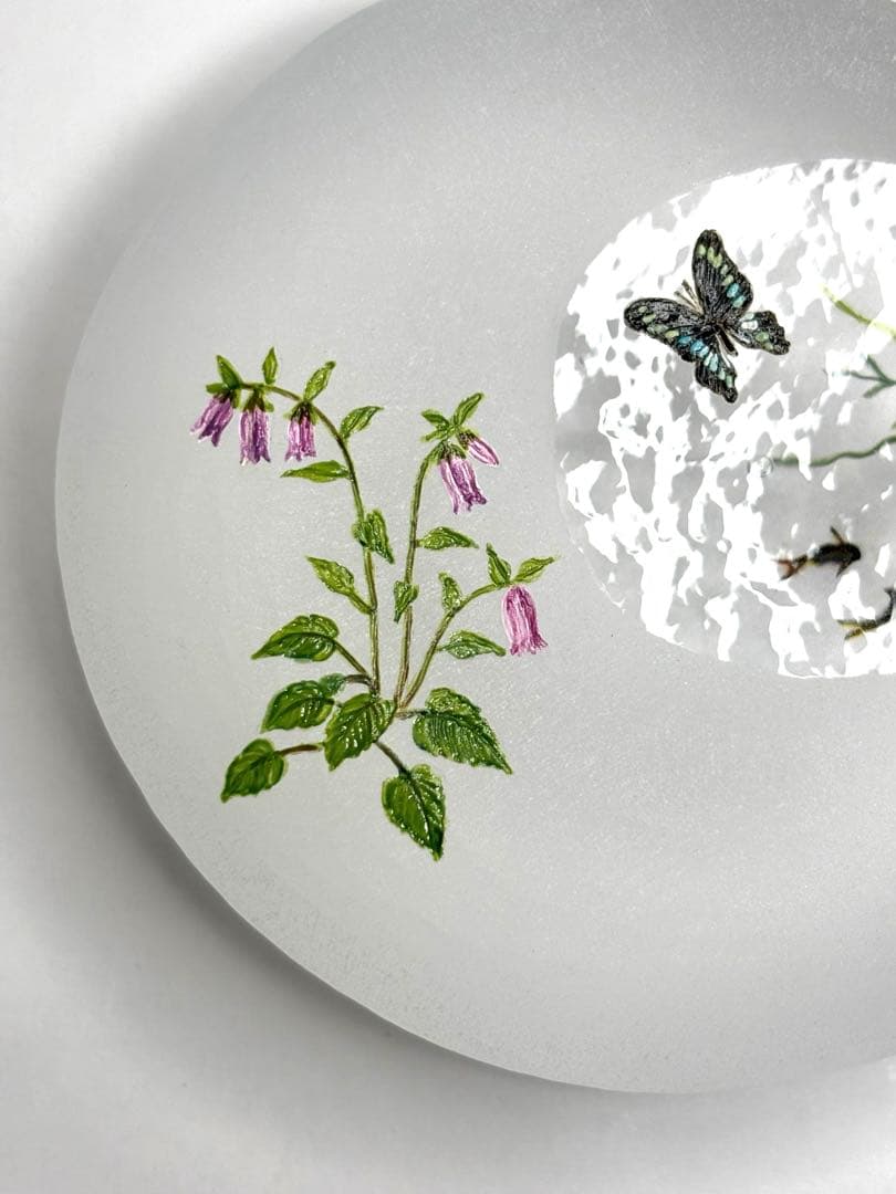 久保裕子さん作　ガラス　お花　蝶々　鮎　水草　ペーパーウェイト　文鎮　オブジェ