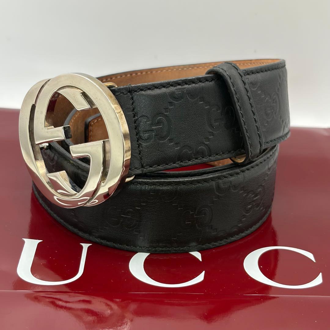 GUCCI☆インターロッキングGシマレザーベルト