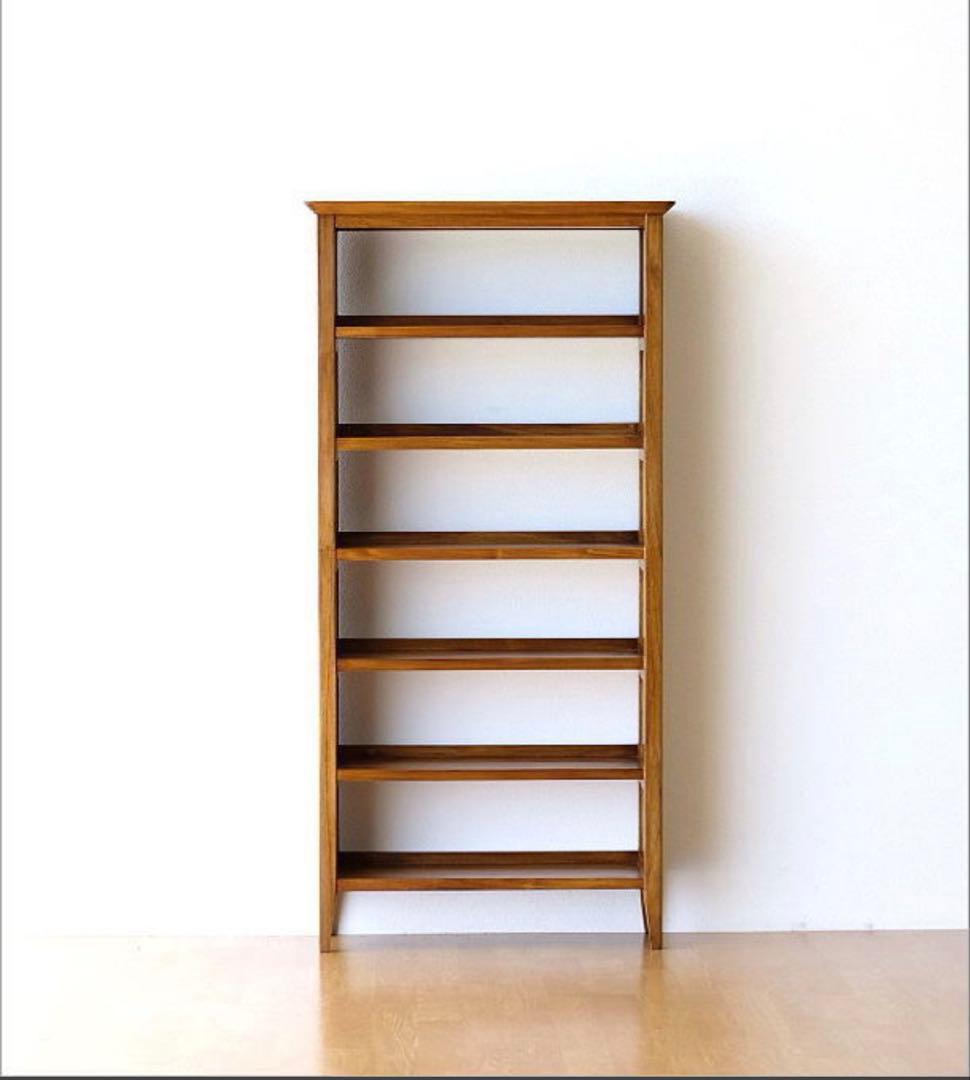 テ*ー様 スリムな本棚 シェルフ　CDラック　文庫本棚　チーク無垢材
