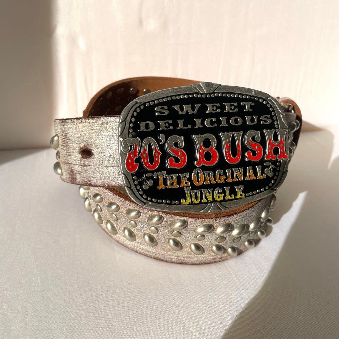 fine pewter ベルト シルバー ブラウン スタッズ打ち付きベルト　希少