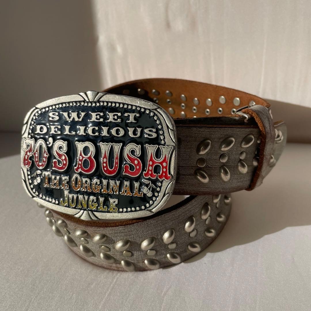 fine pewter ベルト シルバー ブラウン スタッズ打ち付きベルト　希少