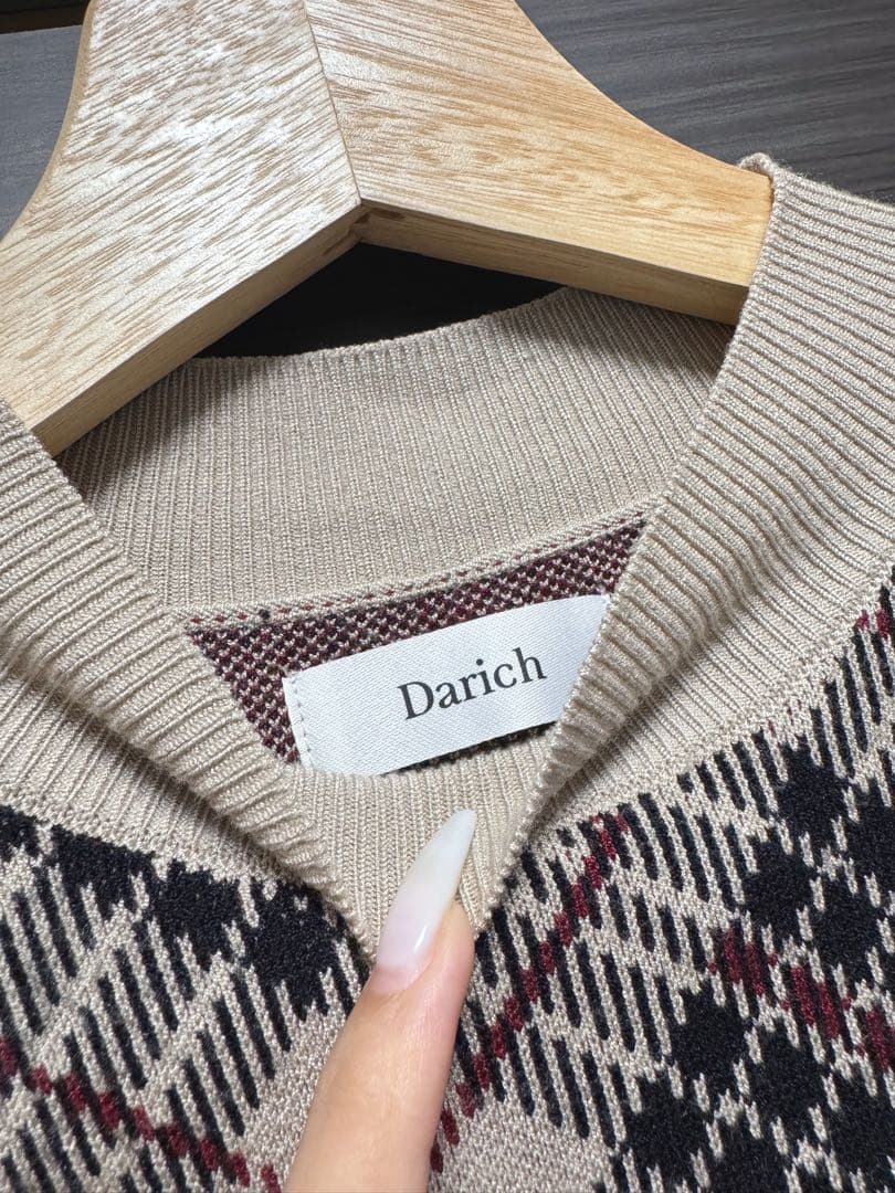 Darich ダーリッチ チェックジャガードノースリニットミニワンピース