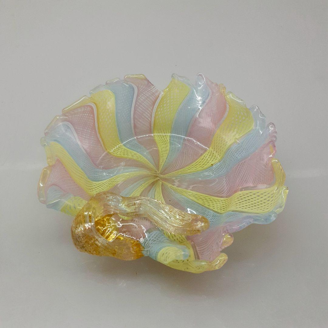 MURANO ムラノ 金彩 レース 木葉モチーフ 皿