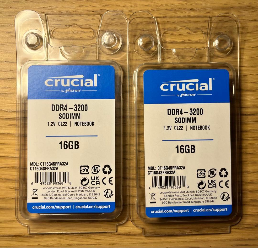 crucial DDR4-3200 SODIMM 16GB 2枚セット