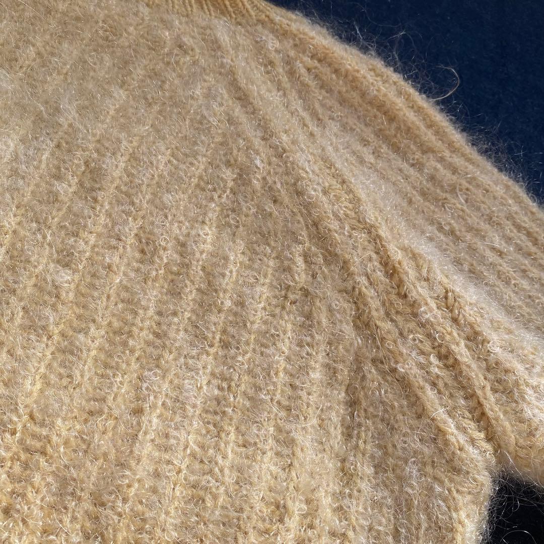 60s ビンテージ モヘア ニット 50s 70s イエロー 毛足長 ふわふわ