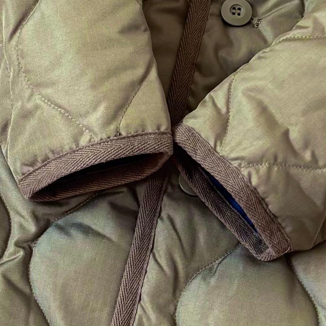美品　ミリタリー クルーネックダウンコート ロング　カーキ　サイドスリット