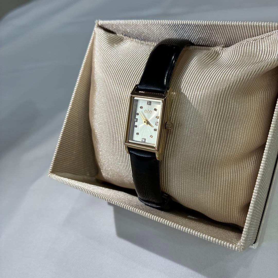 【美品】【値下げ】ete ダイヤモンド　ゴールド　スクエアウォッチ