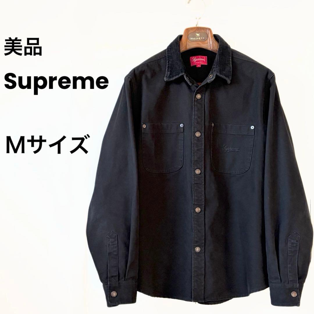 Supreme　Canvas Shirt　スクリプトロゴ　キャンバス　黒　Ｍ