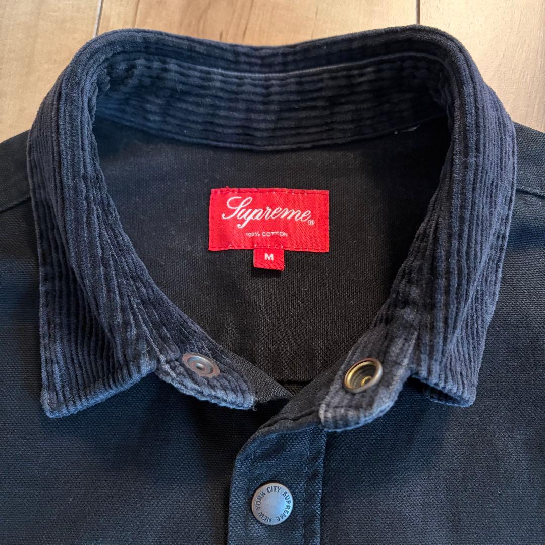 Supreme　Canvas Shirt　スクリプトロゴ　キャンバス　黒　Ｍ
