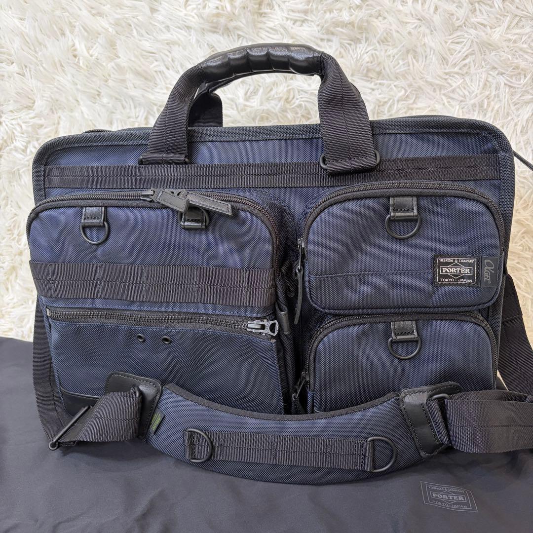 【新品同様】現行 PORTER×αGEL 2way ビジネスバッグ ネイビー