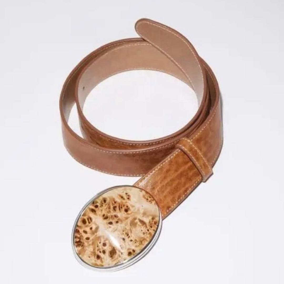 acne studios コニャックブラウン カメオバックル レザー　ベルト