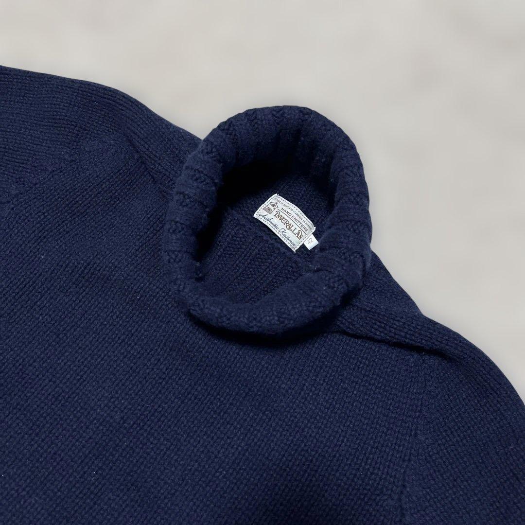 インバーアラン　ハンドニット　スコットランド製　英国製　ネイビー タートルネック