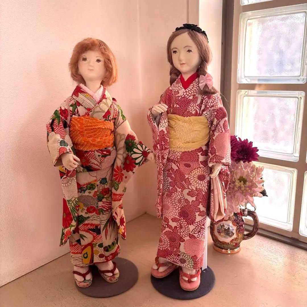 手作り着物人形セット 2体