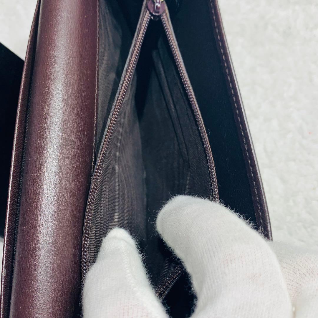 ⭐️GUCCI グッチ 長財布 ダークブラウン シマレザー　19×10×2cm