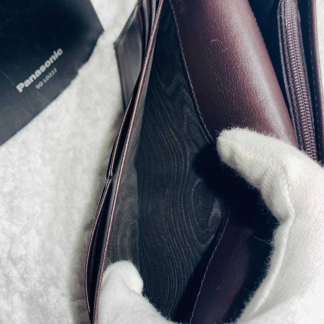 ⭐️GUCCI グッチ 長財布 ダークブラウン シマレザー　19×10×2cm