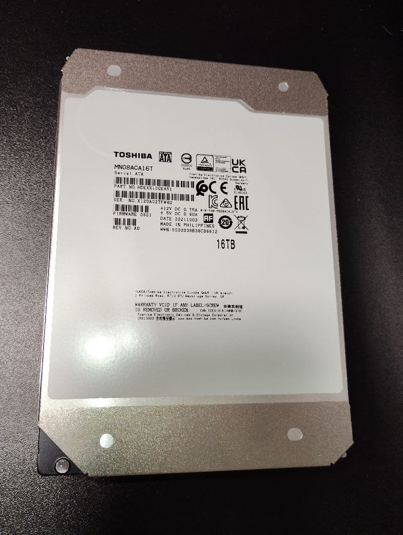 東芝 16TB HDD CrystalDiscInfo注意