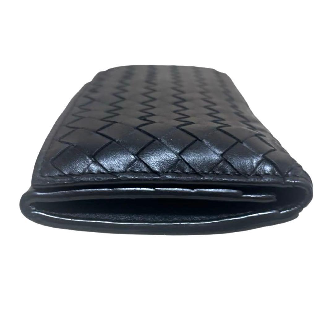 ボッテガヴェネタ　長財布　札入れ　レザー　ブラック　イントレチャート　フラップ