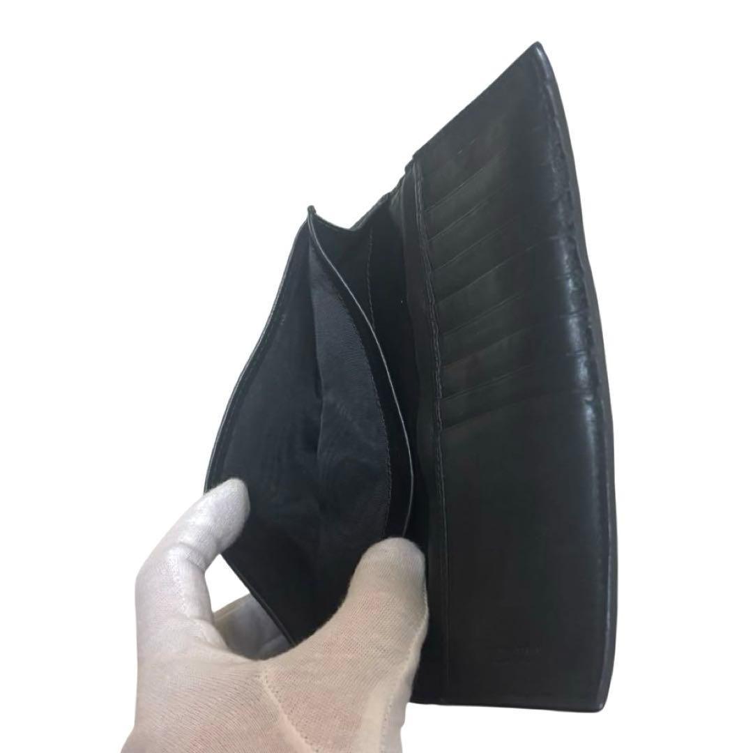 ボッテガヴェネタ　長財布　札入れ　レザー　ブラック　イントレチャート　フラップ