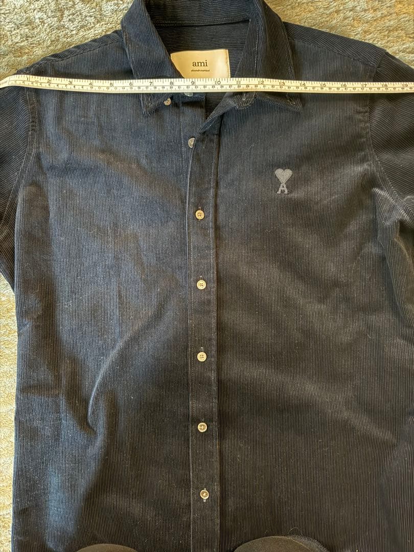 ami parisネイビー コーデュロイ長袖シャツ XS