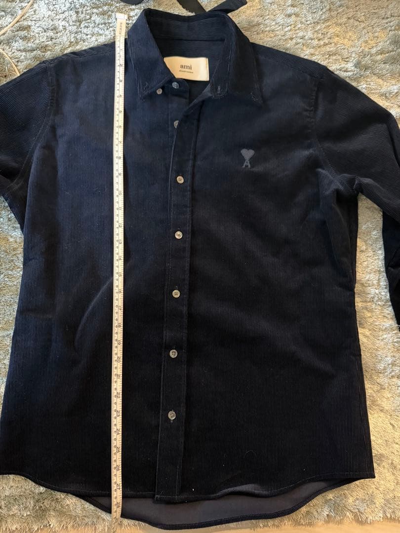 ami parisネイビー コーデュロイ長袖シャツ XS