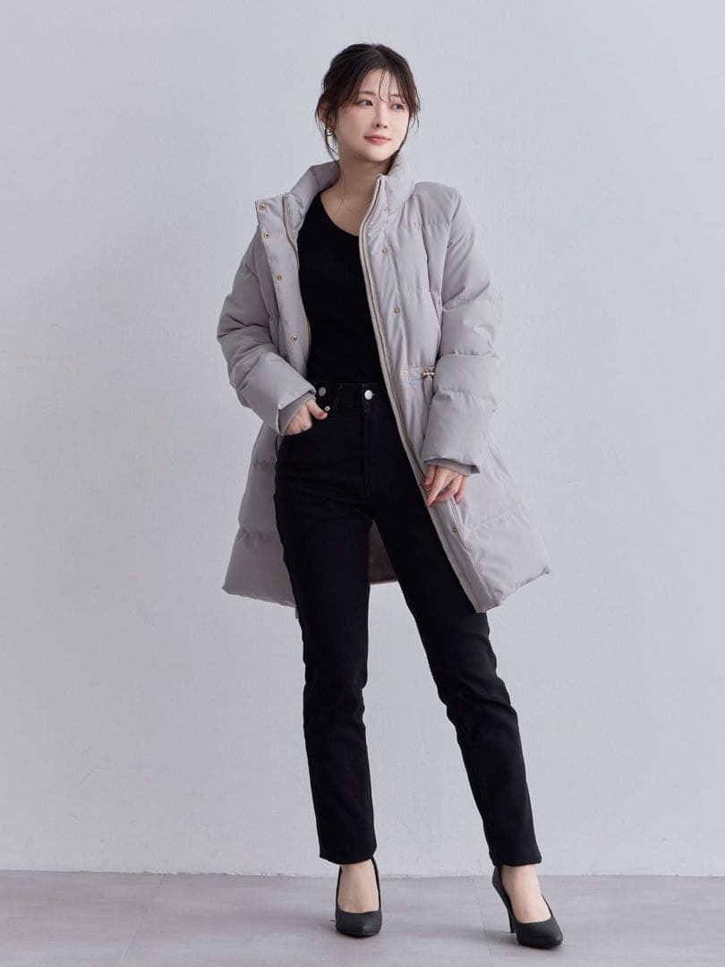 新品・未使用★overE★ストレッチダウンコート★ライトグレー★90