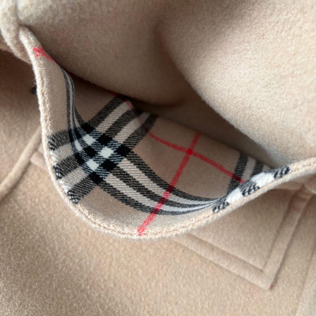 極美　バーバリーズ　ノバチェック　フーテッドコート　ダッフル　カシミヤ L