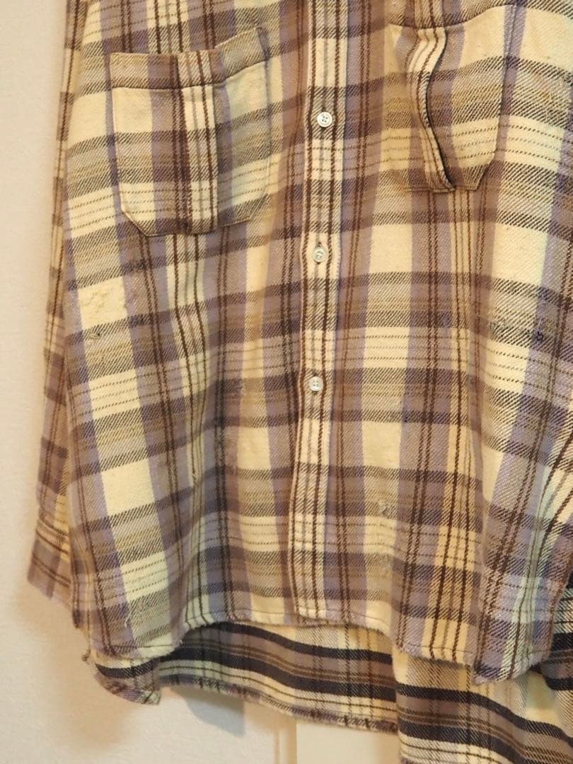 トップス ANCELLM NEL CHECK OVER WORK SHIRT 25AW