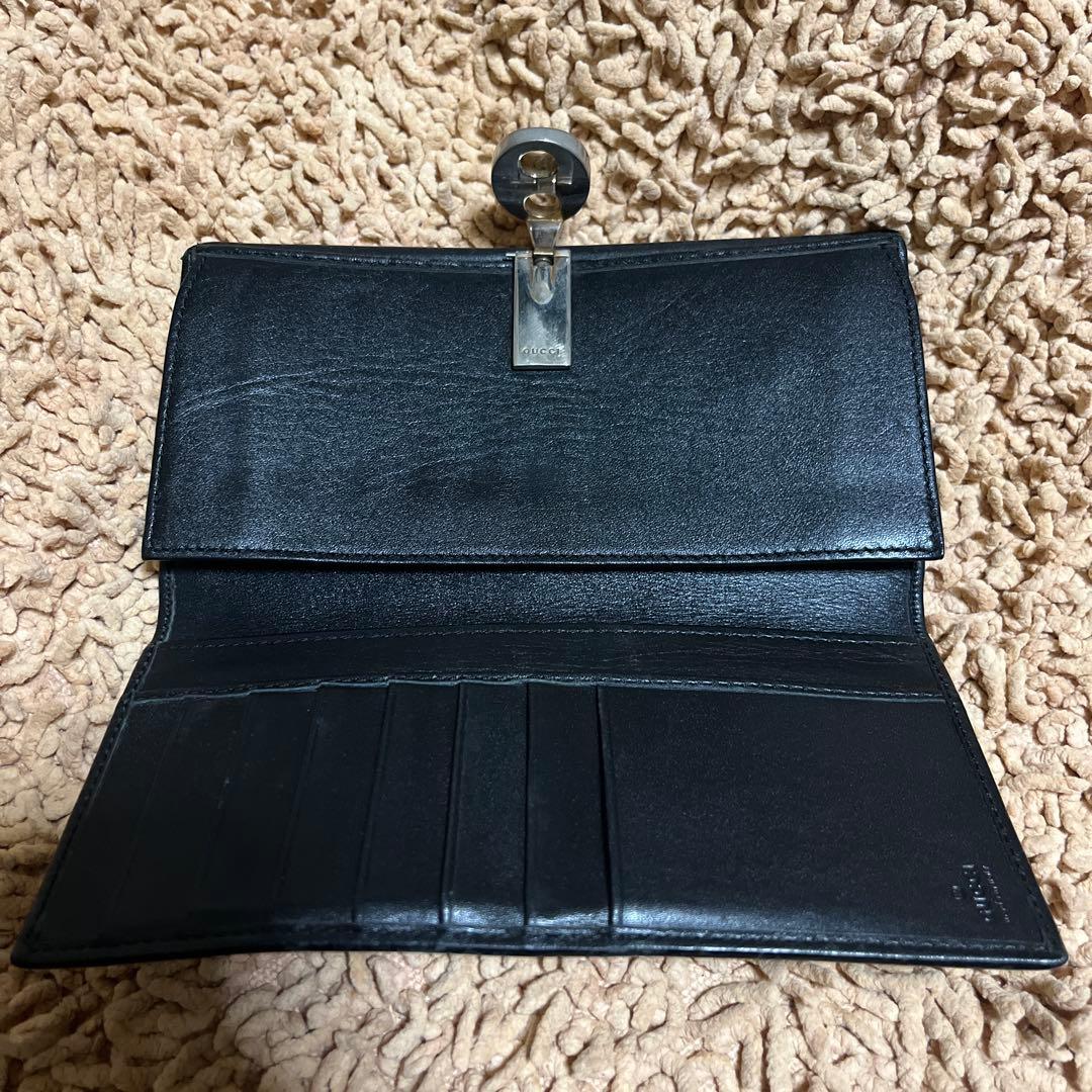 GUCCI グッチ 長財布 シマレザー ブラック　本革
