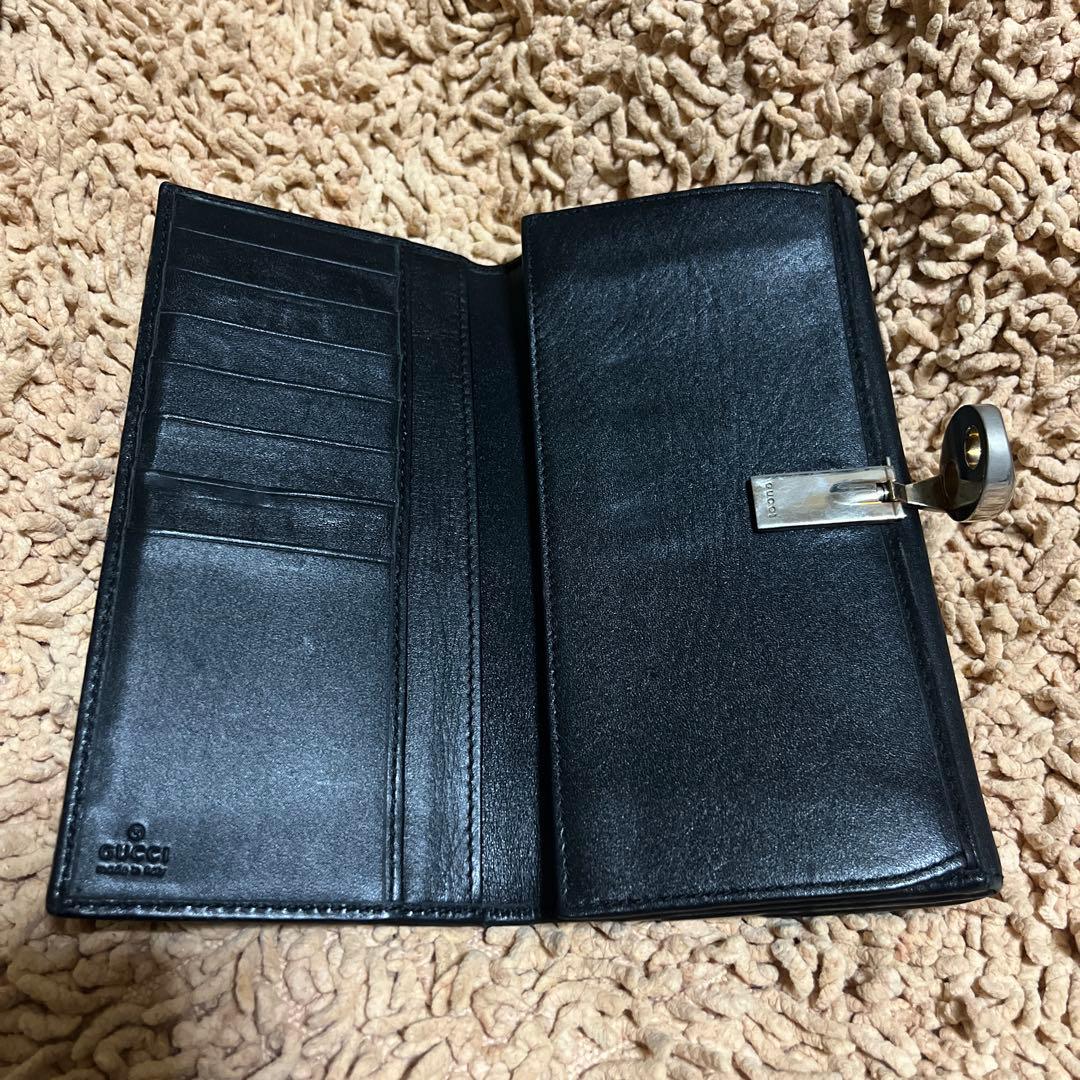 GUCCI グッチ 長財布 シマレザー ブラック　本革