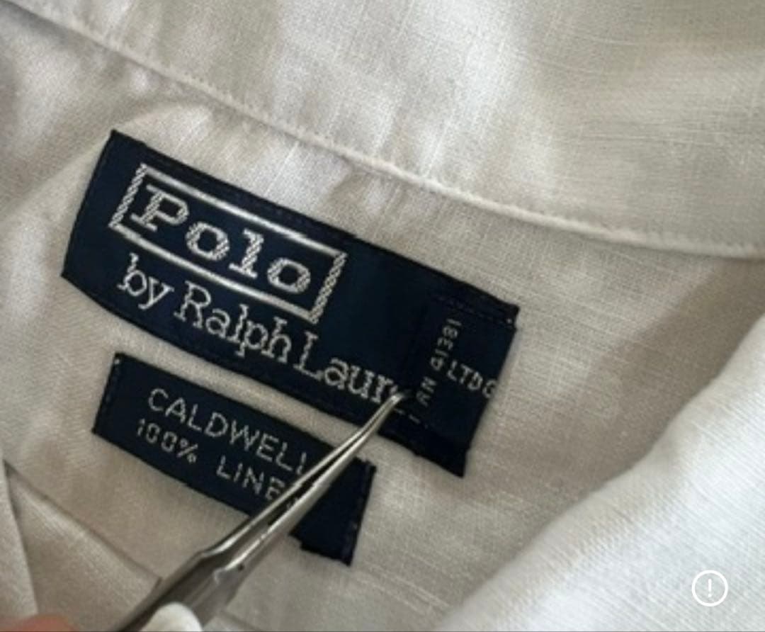90s ラルフローレンCaldwell 半袖シャツ S白　ポニー無し　無地