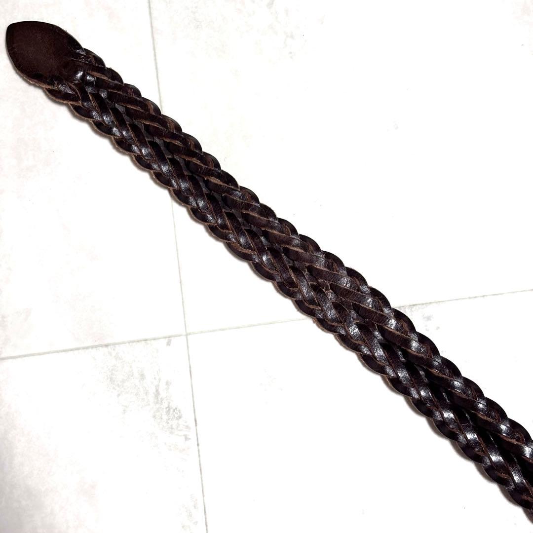 【美品】ホワイトハウスコックス メッシュレザーベルト 32/80 ダークブラウン