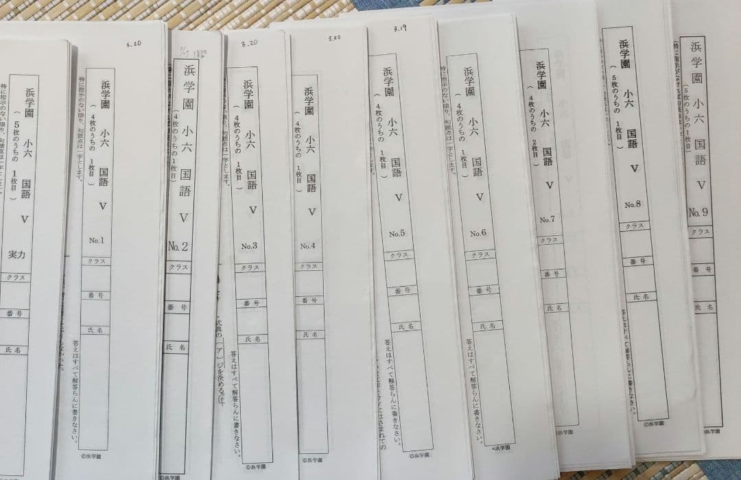 浜学園 小６ 国語 ・算数・理科 V 実力/復習テスト セット