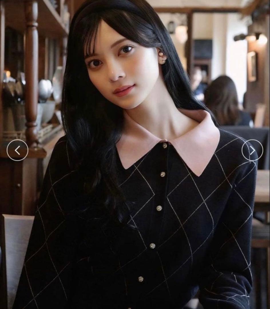 スナイデル　SNIDEL アーガイルチェックカーディガン